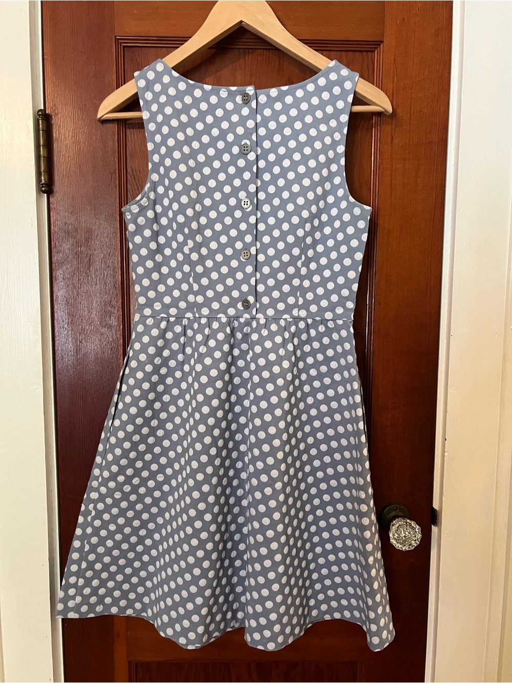 The Limited Light Blue and White Polka Dot Sleeveless Fit-and-Flare Dress - Picture 6 of 8